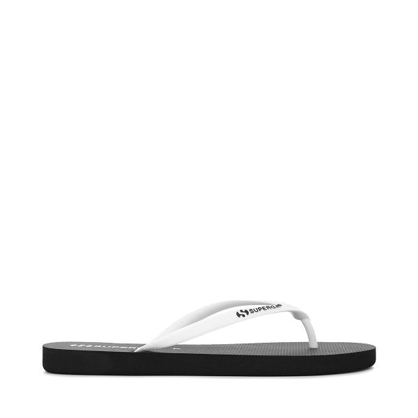 Superga 4121 Black Flip Flops - Women's Shoes USA | US8134147